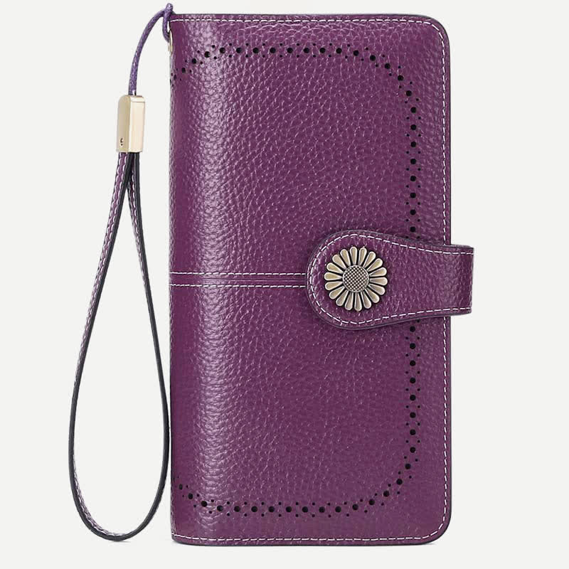 Damen RFID-blockierende Ledergeldbörse mit mehreren Steckplätzen, Kreditkartenetui, Clutch