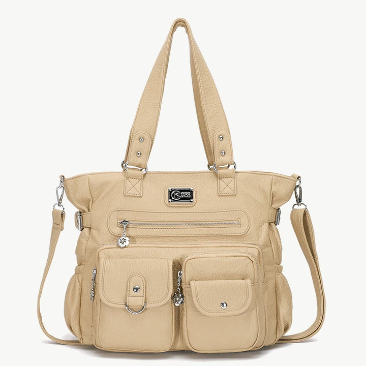 Große Umhängetasche für Damen mit mehreren Taschen und zwei Verwendungsmöglichkeiten