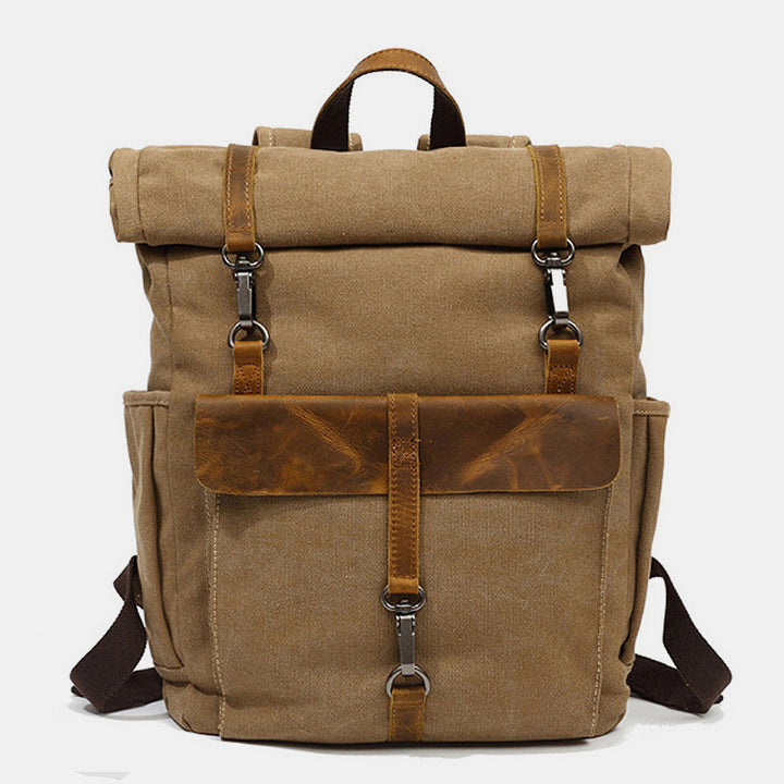 Unisex Canvas Leder Wandern Reise Rucksack Rucksack Schultasche Daypack