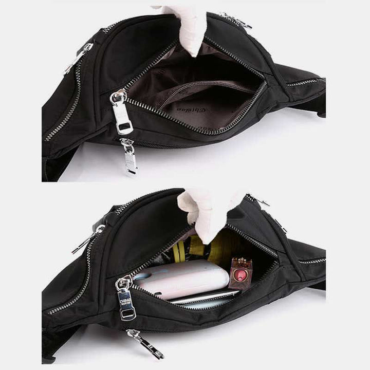 Nylon-Hüfttasche mit mehreren Taschen, leichte Brusttasche mit mehreren Tragemöglichkeiten, Hüfttasche