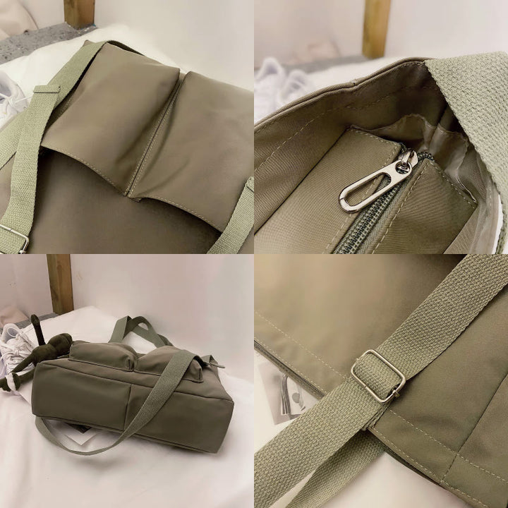 Große Tragetasche aus Canvas mit mehreren Taschen, funktionale Umhängetasche