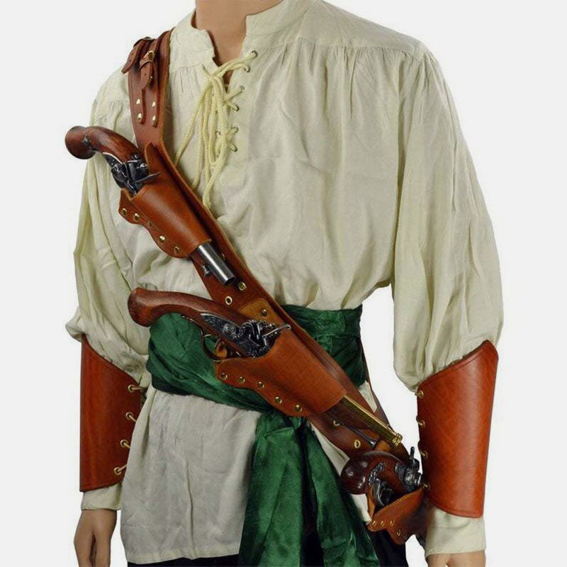 Mittelalterliche Piraten-Steinschlossholster-Schultertasche mit verstellbarem Riemen für LARP-Cosplay