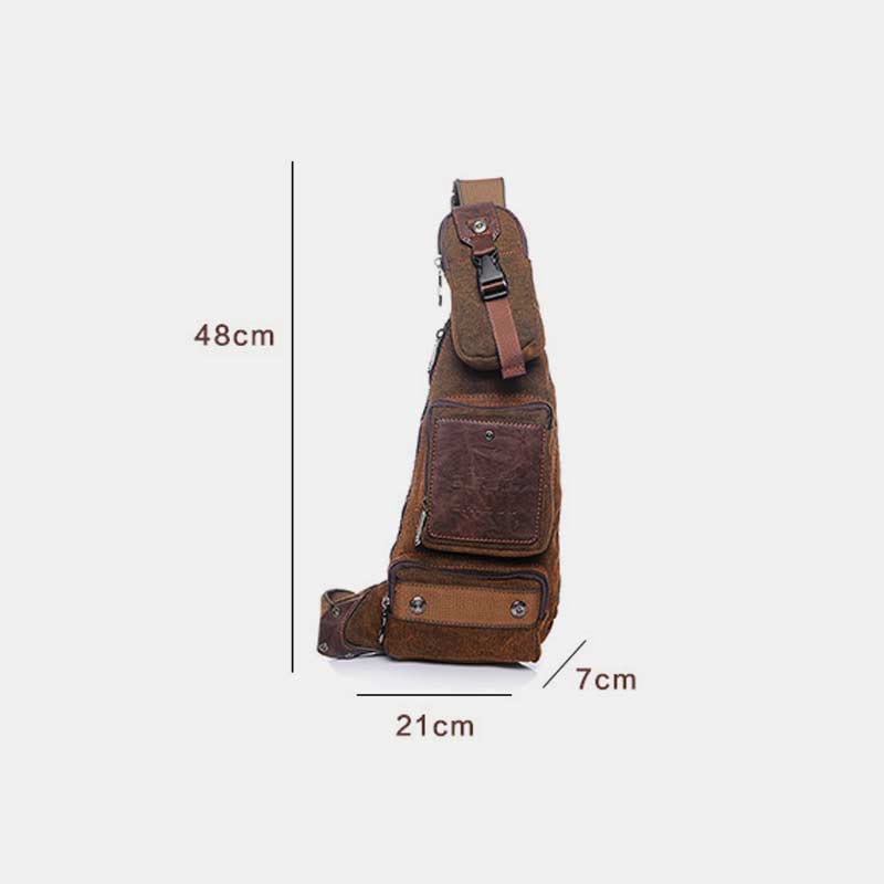 Sling Bag für Herren, schwarze Vintage-Business-Umhängetasche aus Canvas