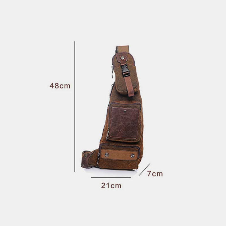Sling Bag für Herren, schwarze Vintage-Business-Umhängetasche aus Canvas