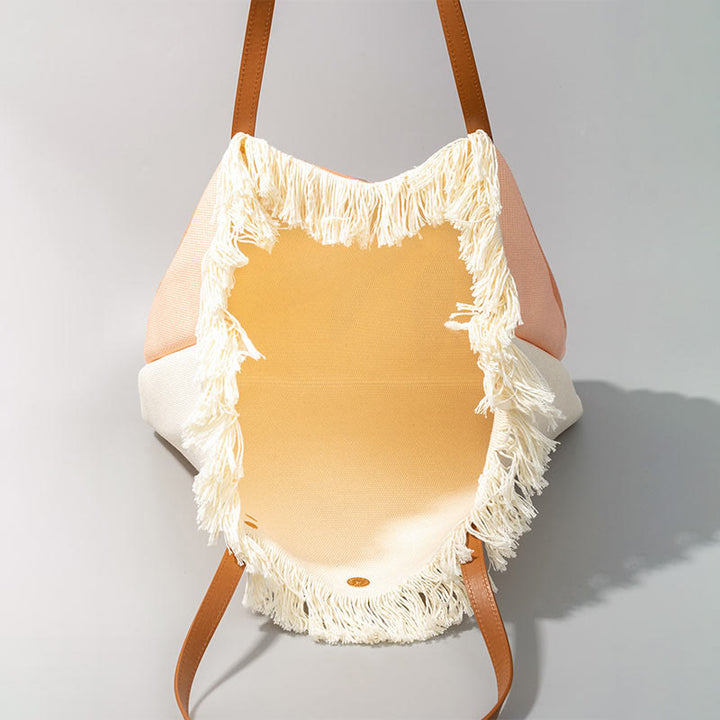 Tote für Damen im Bohemian-Stil mit Quaste, große Umhängetasche