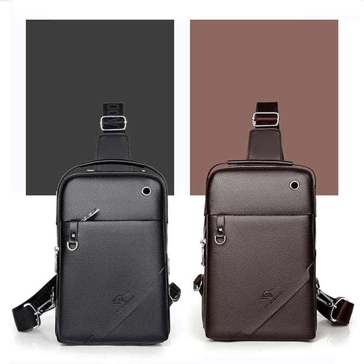 Herren Leder Sling Rucksack Brust Crossbody Schultertasche für Reisen Wandern