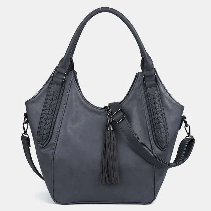 Hobo Bag für Damen mit Quaste, Damenhandtasche aus Leder, Umhängetasche