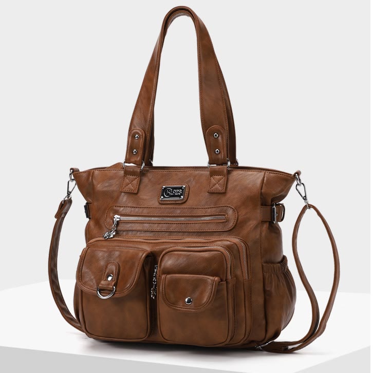 Große Umhängetasche für Damen mit mehreren Taschen und zwei Verwendungsmöglichkeiten