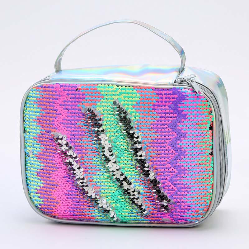 Lunchtasche für Kinder mit Glitzer-Herzmuster, isolierte Tasche