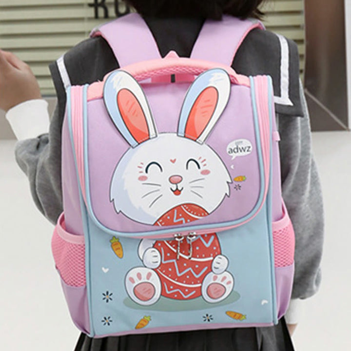 Cartoon-Rucksack für Kinder mit Tierdruck, Wirbelsäulenschutz, Schultasche