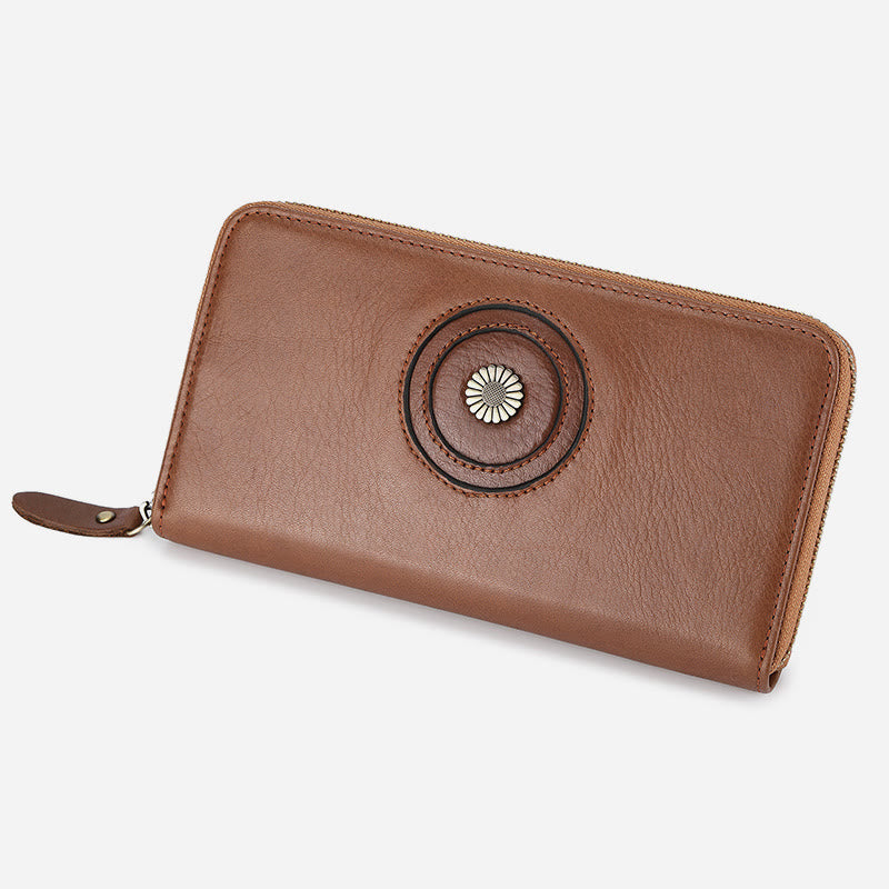 Geldbörse aus echtem Leder für Damen und Herren, einfarbige Clutch
