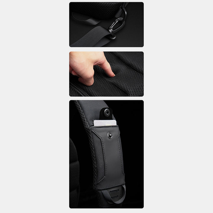 Modische Schultertasche für Herren, wasserdicht, robust, mit USB-Ladeanschluss