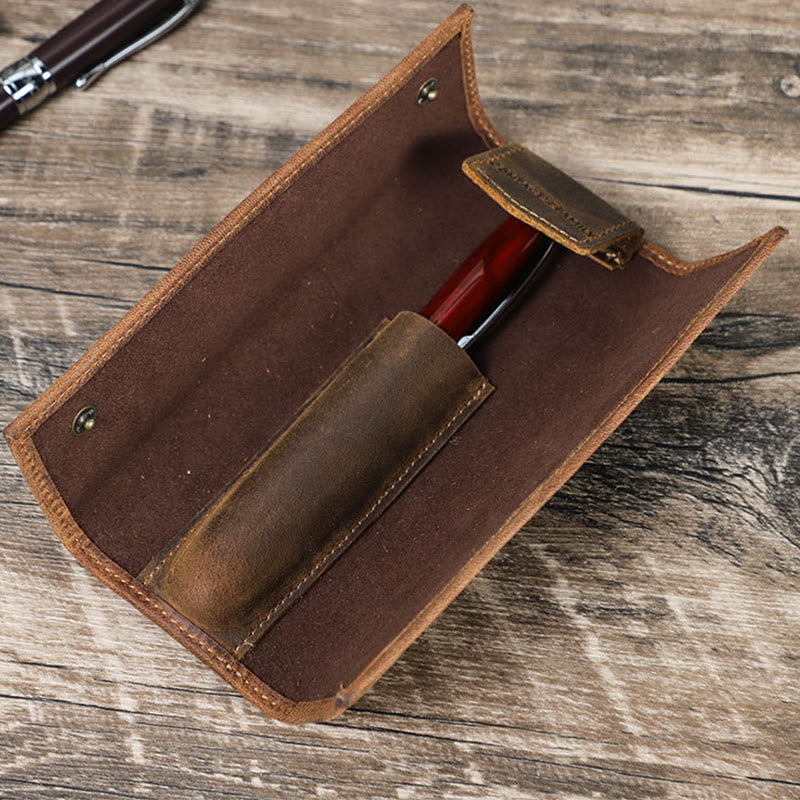 Federmäppchen fürs Business Vintage Echtleder schlichtes Stiftemäppchen