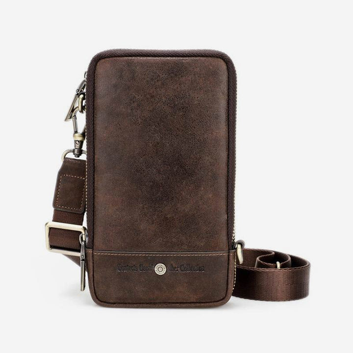 Multifunktionale Vintage-Tasche aus echtem Leder mit großem Fassungsvermögen und Schultergurt 