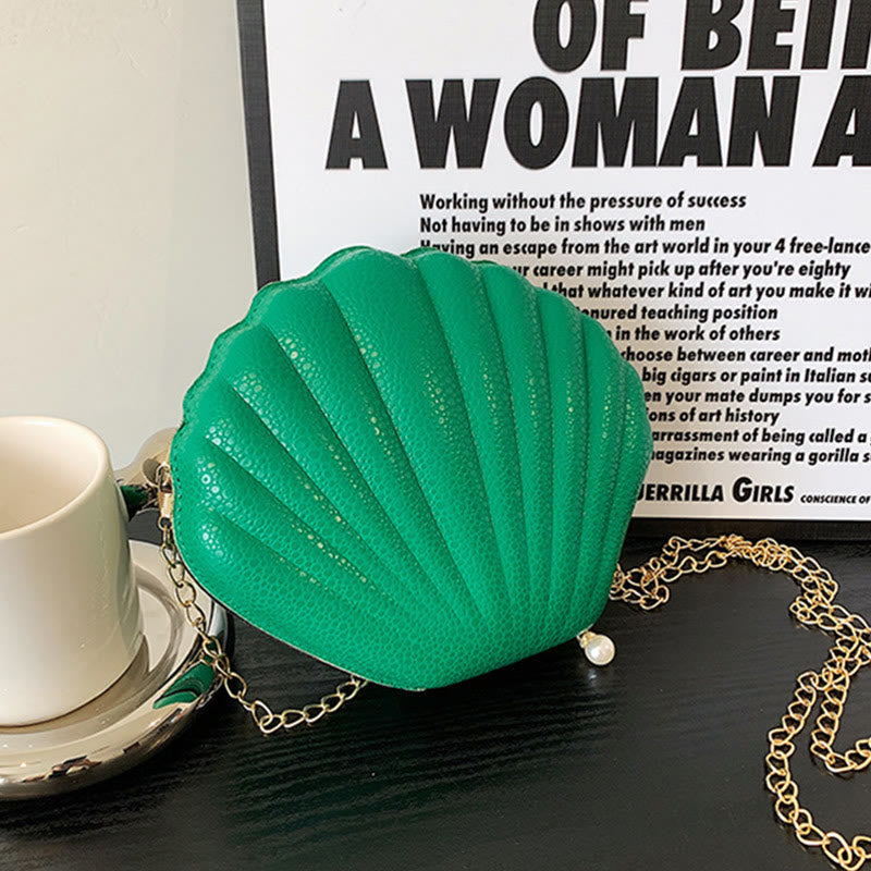 Umhängetasche für Damen mit Muschelmuster und Lederstruktur