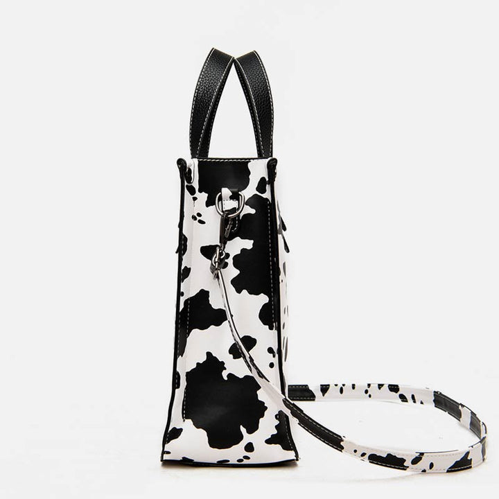 Tragetasche mit Leopardenmuster, Set aus Leder, Handtasche für Damen
