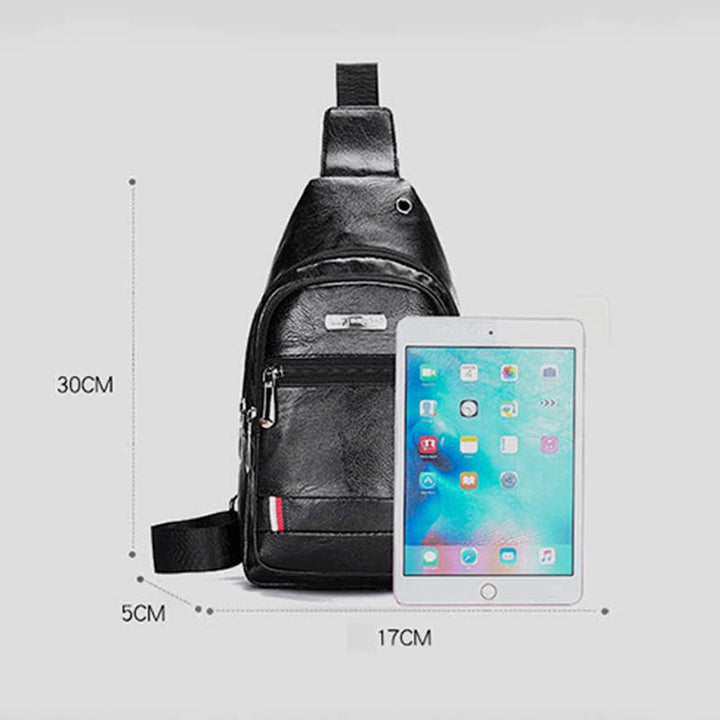 Leder-Umhängetasche für Herren, für Outdoor-Reisen, Brusttasche, Tagesrucksack