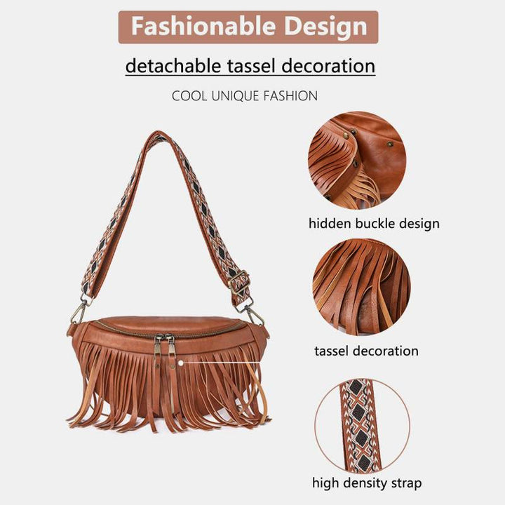 Kunstleder Quaste Gürteltasche Brusttasche für Damen