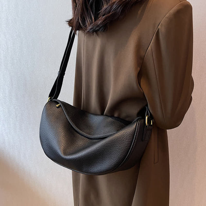 Umhängetasche für Damen, schlichte und lässige Hobo-Tasche aus PU-Leder