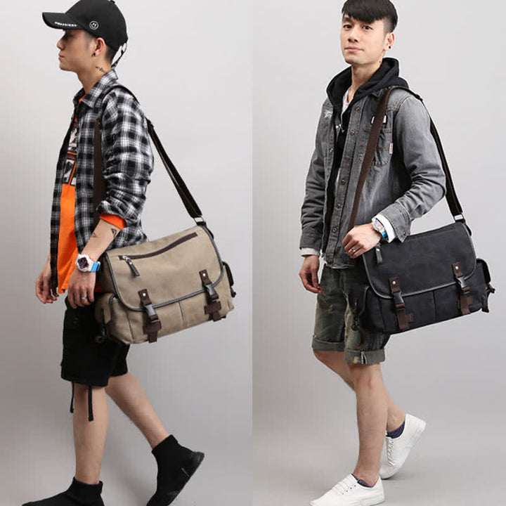 Canvas Messenger Bag Vintage Crossbody Schultertasche Laptoptasche Aktentasche