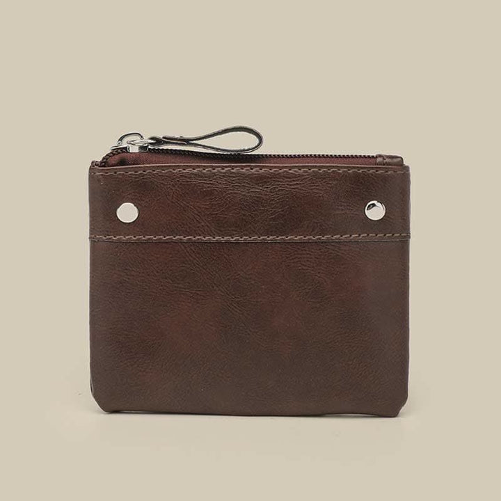 Retro-Münzbeutel aus Leder, Wechselgeldhalter für Damen, Mini-Geldbörse mit Reißverschluss