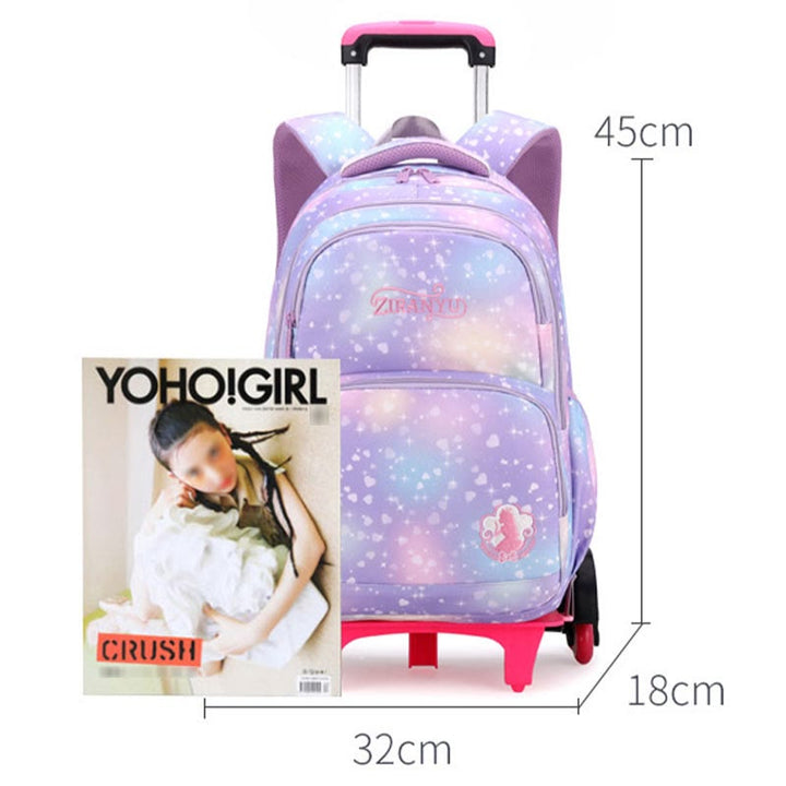 Robuster Schulrucksack aus Nylon mit Rollen, Schultasche für Kinder