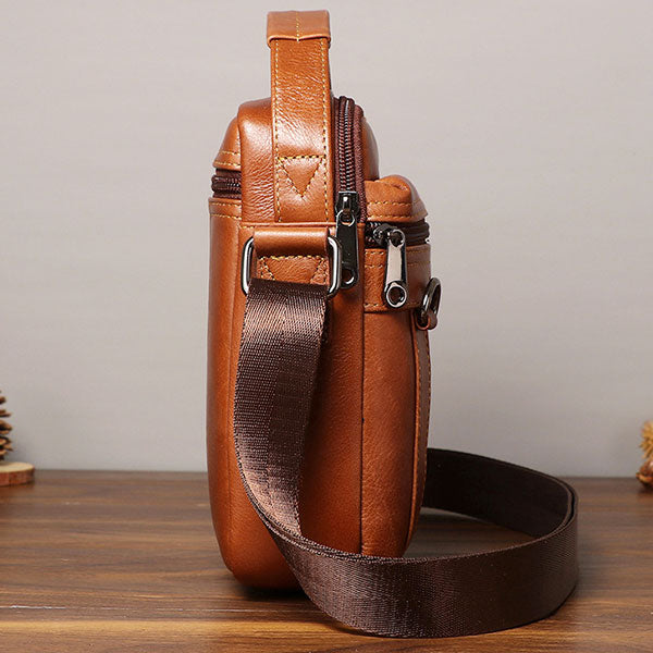 Große Retro-Umhängetasche aus echtem Leder