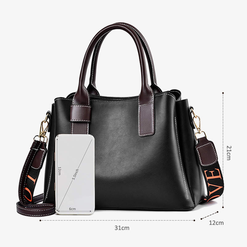 Damen Handtasche mit Henkel, modische Tragetasche mit 2 Schultergurten