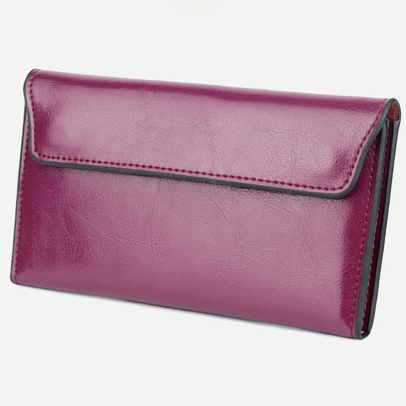Geldbörse für Damen, schmal, multifunktional, minimalistisch, aus echtem Leder