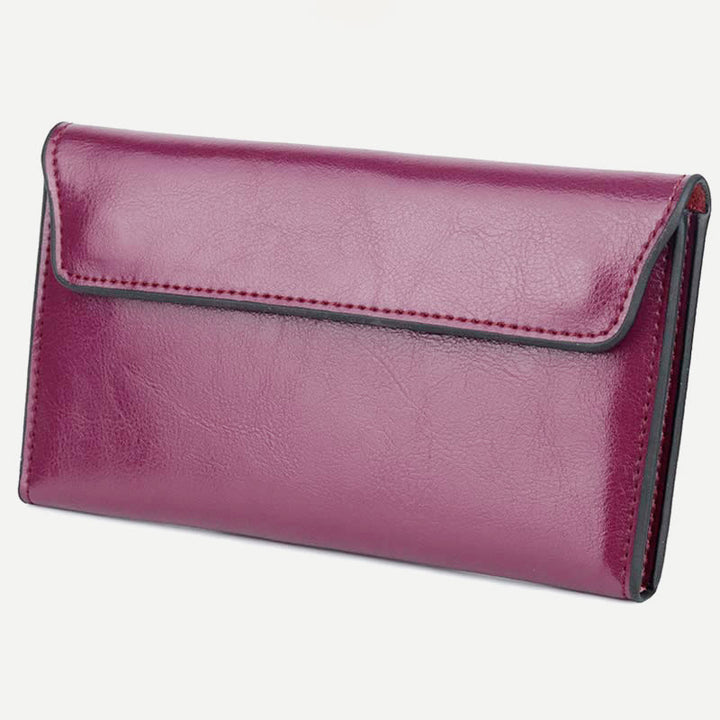Geldbörse für Damen, schmal, multifunktional, minimalistisch, aus echtem Leder