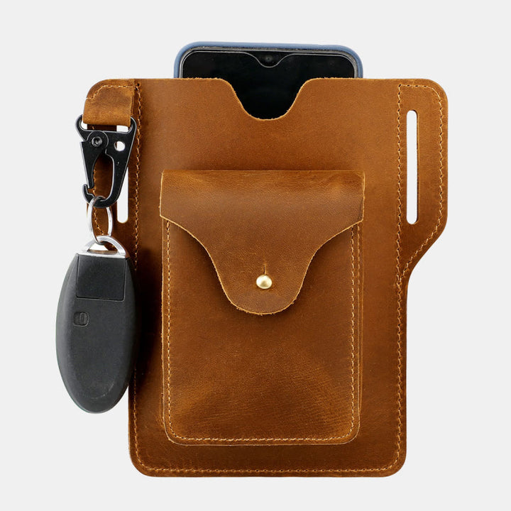 Outdoor Leder Retro Volltonfarbe 7,2 Zoll Handy Gürteltasche
