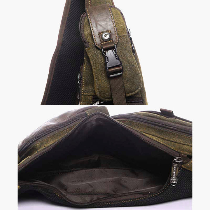 Sling Bag für Herren, sportlich, braun, Vintage-Canvas