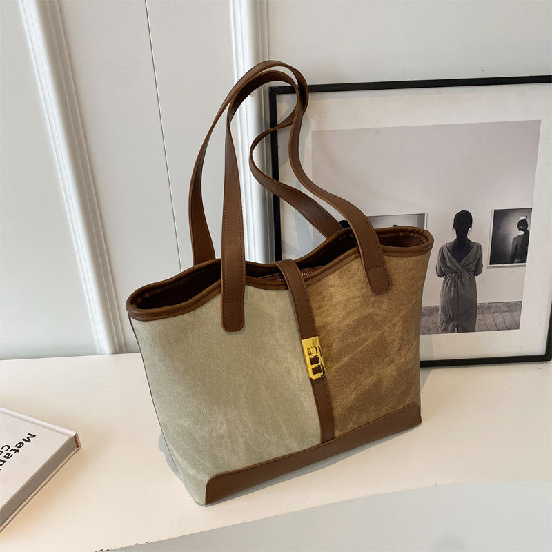 Elegante, farblich passende Tragetasche, große Schultertasche aus Leder für Damen