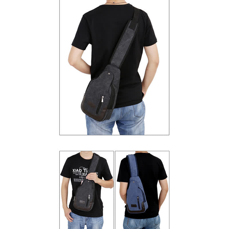 Schultertasche aus Segeltuch für Herren, für Outdoor-Reisen, Camping, Brust, Tagesrucksack