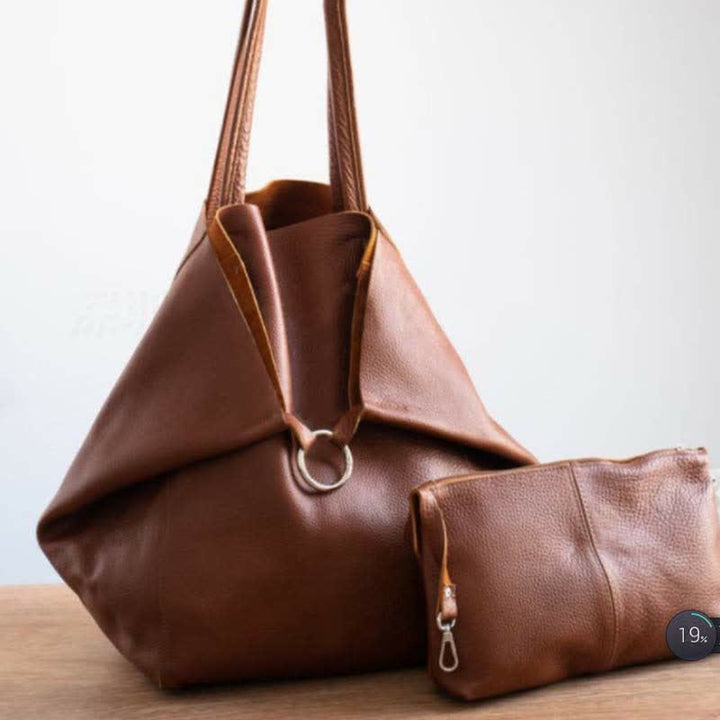 Große Kapazität weiche Leder Einkaufstasche Handtasche Shopper Geldbörse mit Beutel