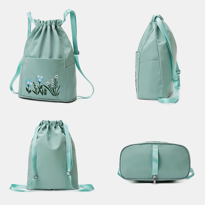 Wasserdichter, faltbarer Fitness-Reiserucksack mit großer Kapazität und Blumenstickerei 