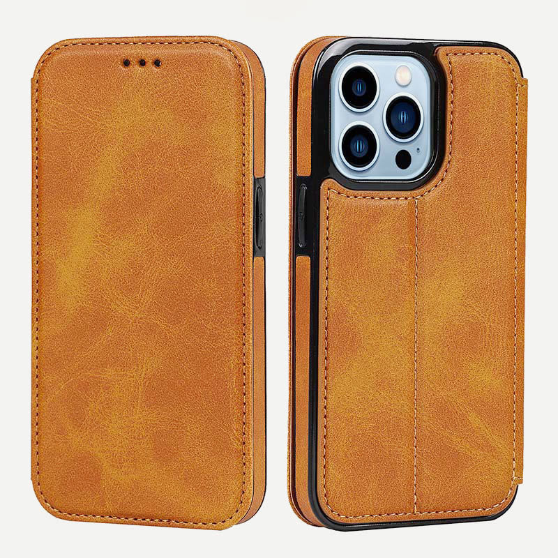 Handyhülle für iPhone 14 Clamshell Lederhülle mit Kartenfächern