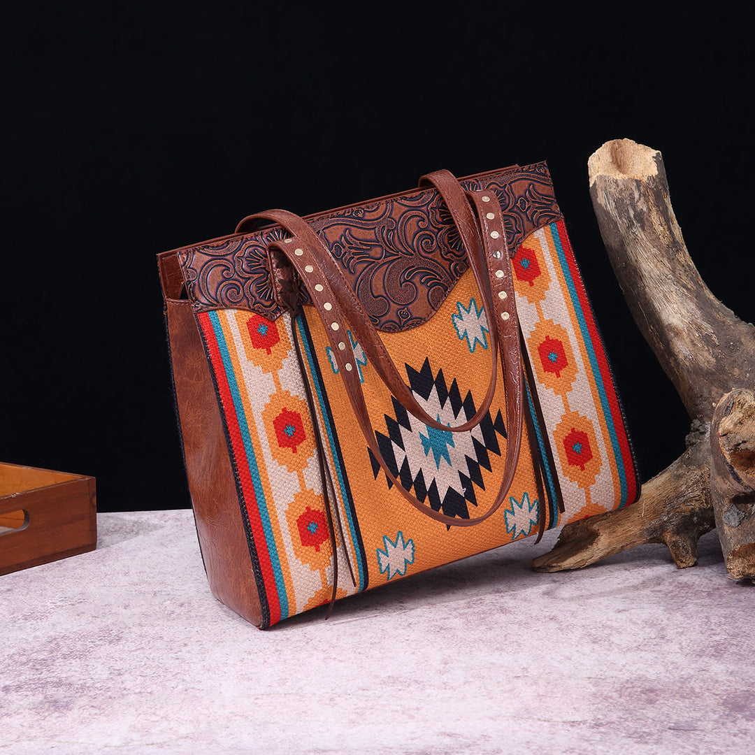 Vintage Bohemian Tote Damen Klassische Baumwolle Leinen Unterarm Schultertasche