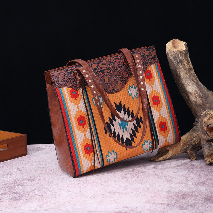 Vintage Bohemian Tote Damen Klassische Baumwolle Leinen Unterarm Schultertasche