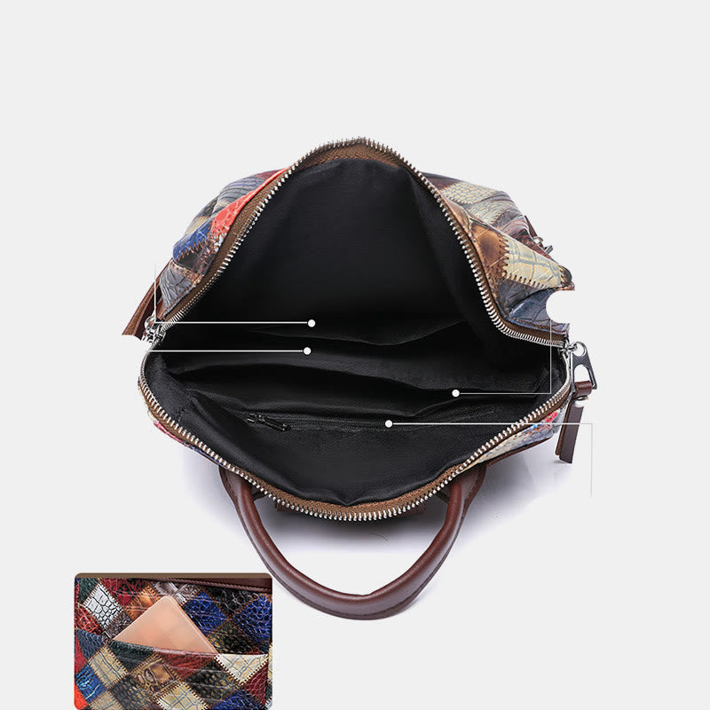 Rucksack für Frauen, Farbe Mosaik, einfaches Gittermuster, Reisetasche