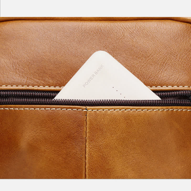 Kleine Umhängetasche aus Leder für Herren, Retro-Arbeits- und Business-Schulterhandtasche