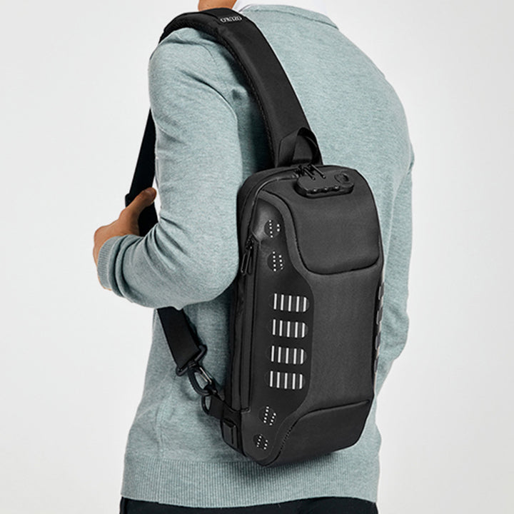 Multifunktionale, wasserdichte, diebstahlsichere Schultertasche mit USB-Ladeanschluss