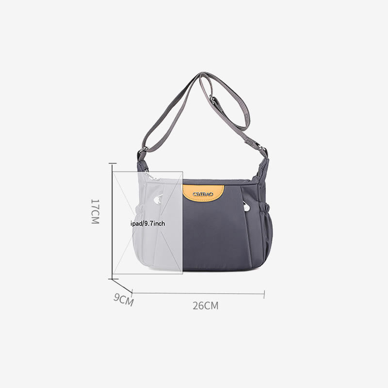 Damen Umhängetasche, minimalistisch, mehrere Taschen, breiter Riemen, Schultertasche