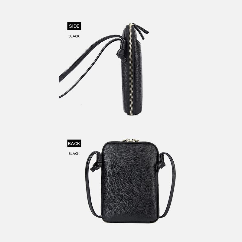 Mini-Telefontasche, einfache karierte Umhängetasche aus Leder für Damen