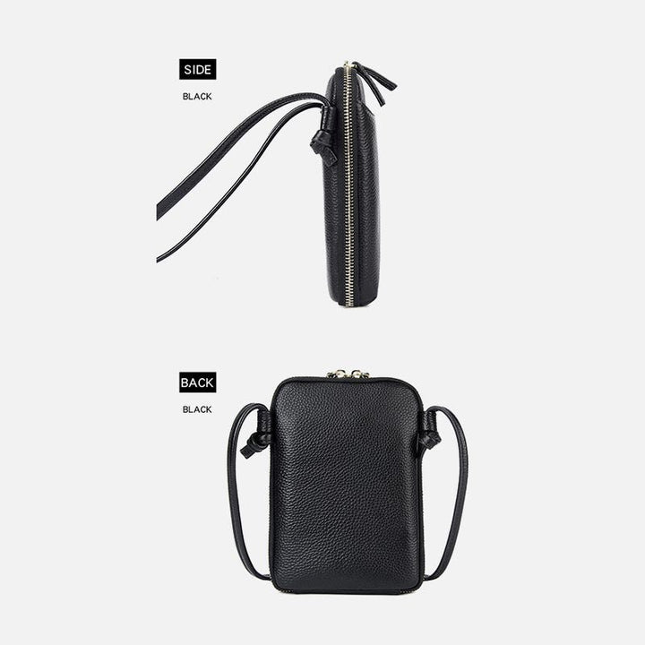 Mini-Telefontasche, einfache karierte Umhängetasche aus Leder für Damen