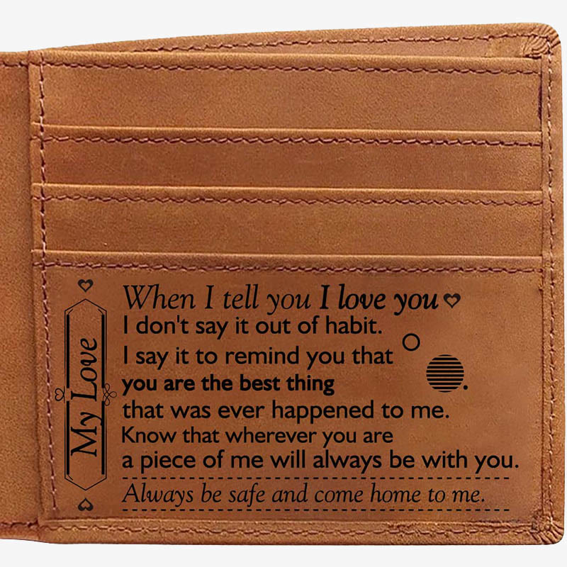 Dünne Brieftasche für die Familie, mit Laser-Inschrift, Leder, Geldbörse, Geschenk