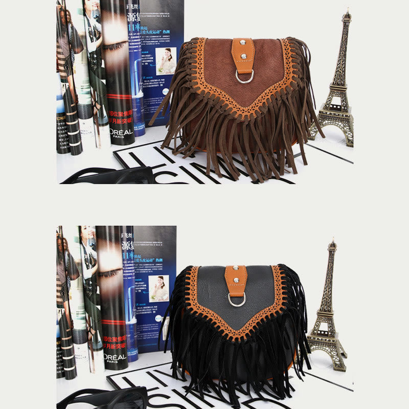 Bohemia Umhängetasche für Damen, Vintage, Quaste, Umhängetasche