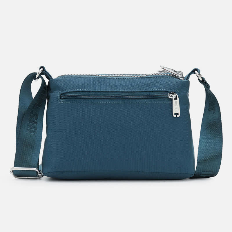 Kleine Umhängetasche mit dreifachem Reißverschluss, leichte, wasserdichte Nylon-Handtasche für Damen