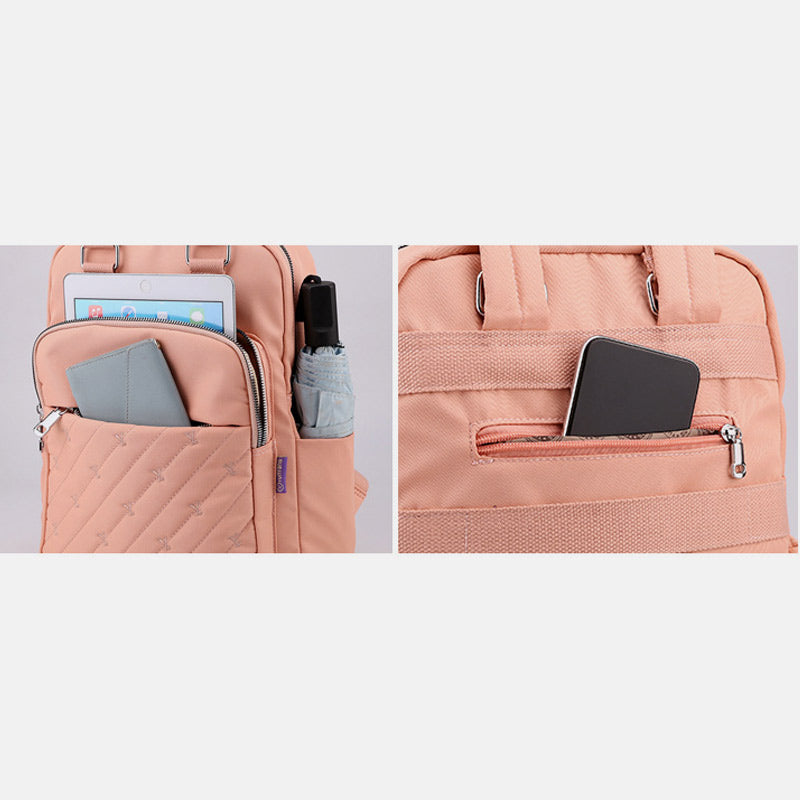 Leichter Rucksack mit Prägestickerei und USB-Ladeanschluss