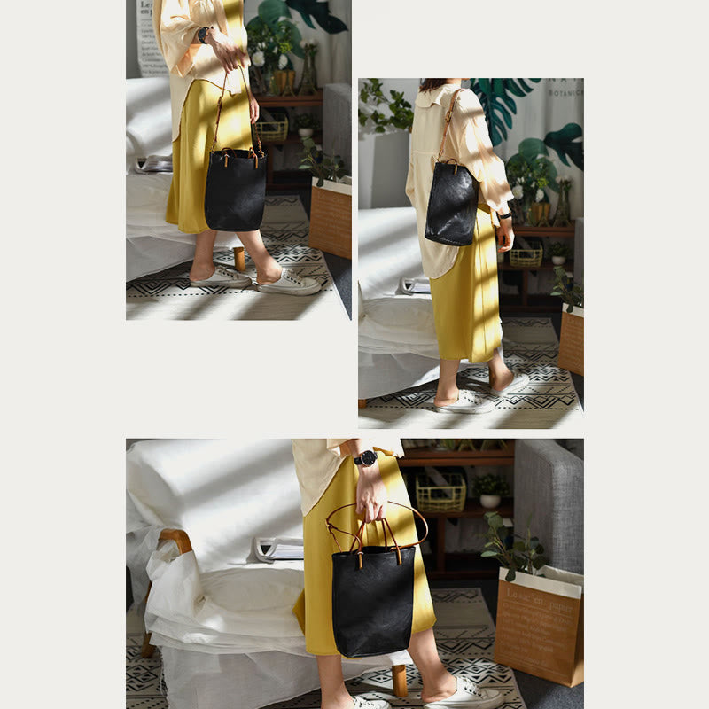 Handgemachte Umhängetasche für Frauen Retro einfache Textur Shouder Tasche